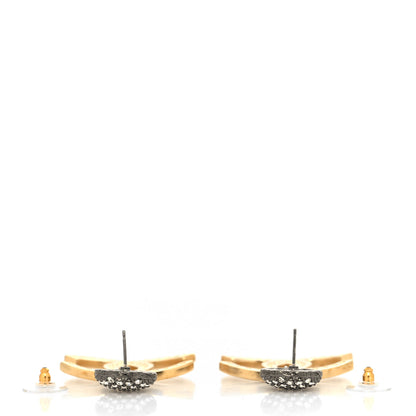 Chanel Crystal CC Drop Earrings Gold Ruthenium 3 of 4