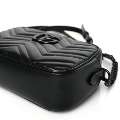 Gucci Calfskin Matelasse Monochrome Small GG Marmont Chain Shoulder Bag Black 9 of 9