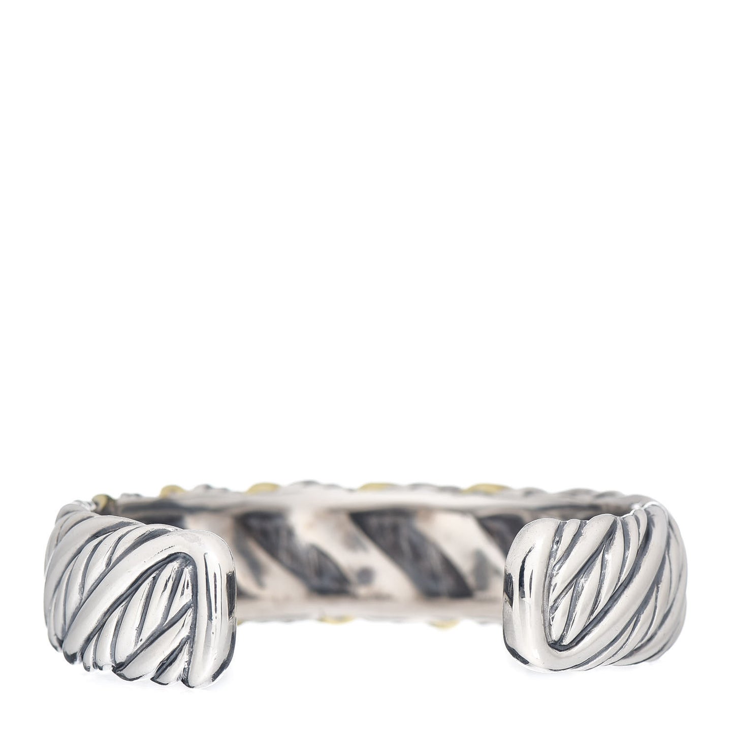 Sterling Silver 18K Yellow Gold 16mm Sculpted Cable Cuff Bracelet