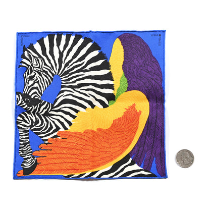 Hermes Silk Zebra Pegasus Nano Scarf 20 Bleu Vif Jaune White 2 of 5