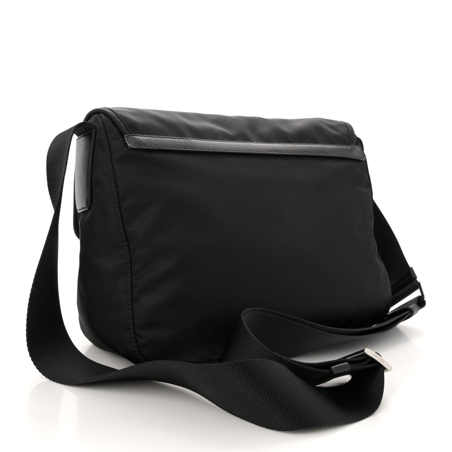 Nylon Vela Double Snap Buckle Messenger Bag Black