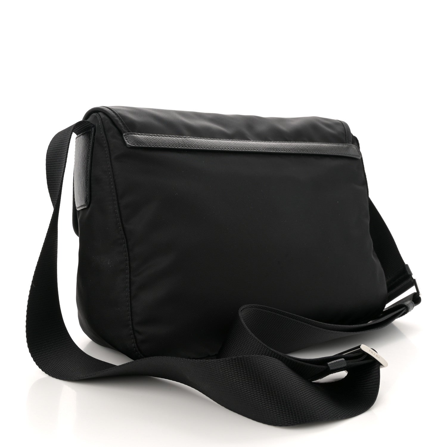 Prada Nylon Vela Double Snap Buckle Messenger Bag Black 3 of 9