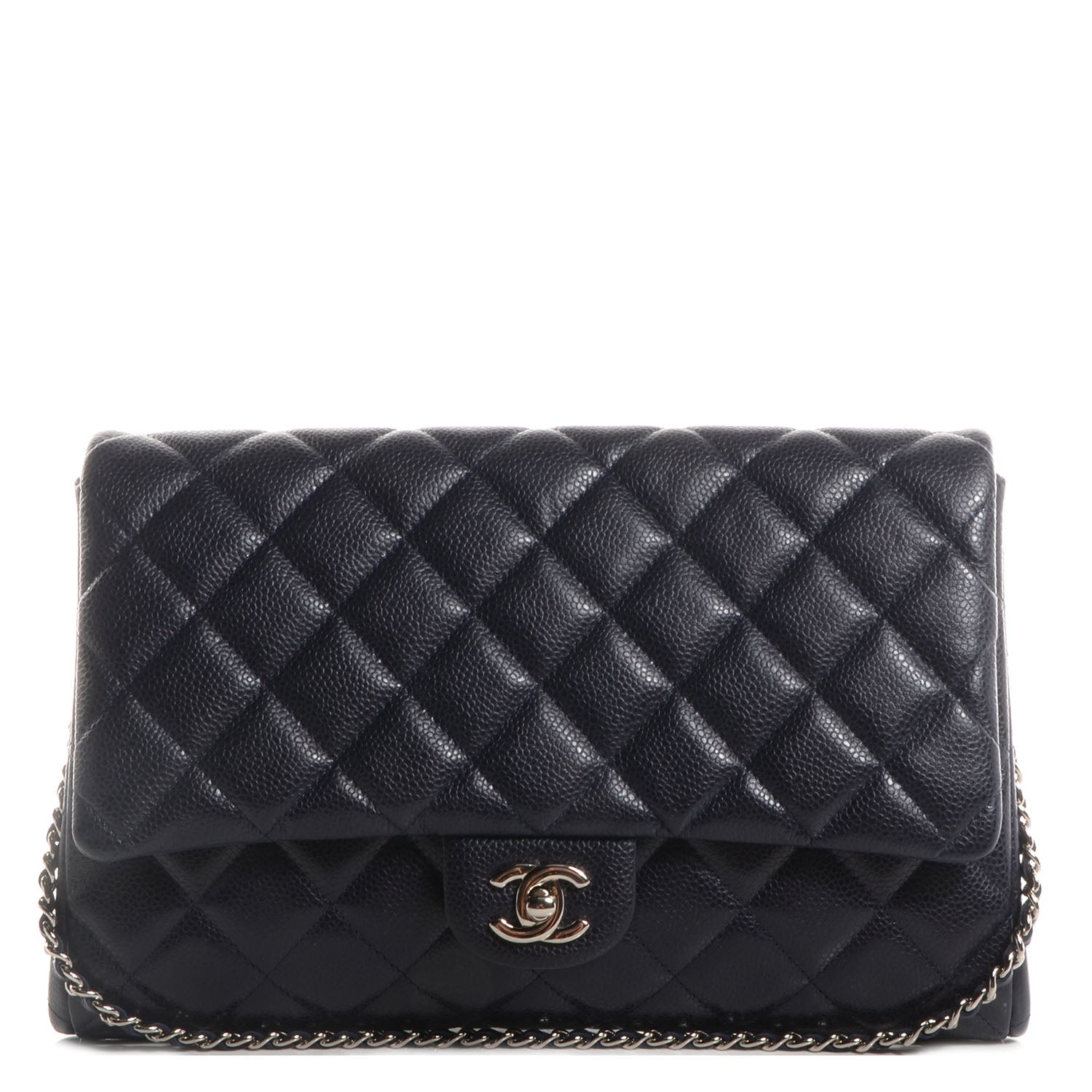 Chanel Caviar Clutch with Chain Flap Navy Blue 1 of 8