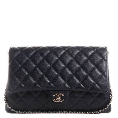 Chanel Caviar Clutch with Chain Flap Navy Blue 1 of 8