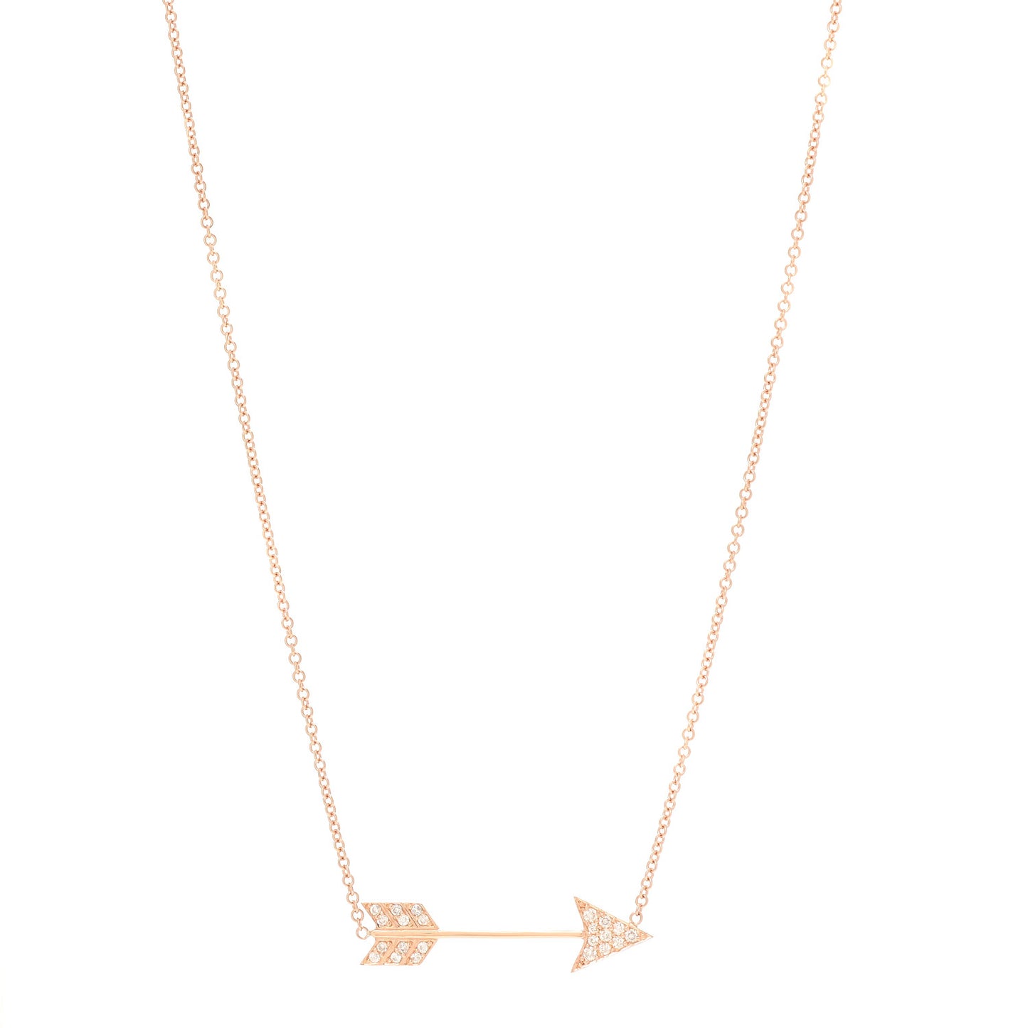 18K Rose Gold Diamond Arrow Necklace