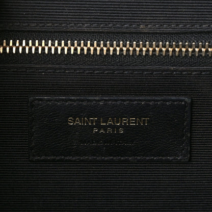 Saint Laurent Grain De Poudre Matelasse Chevron Large Monogram Satchel Black 6 of 10