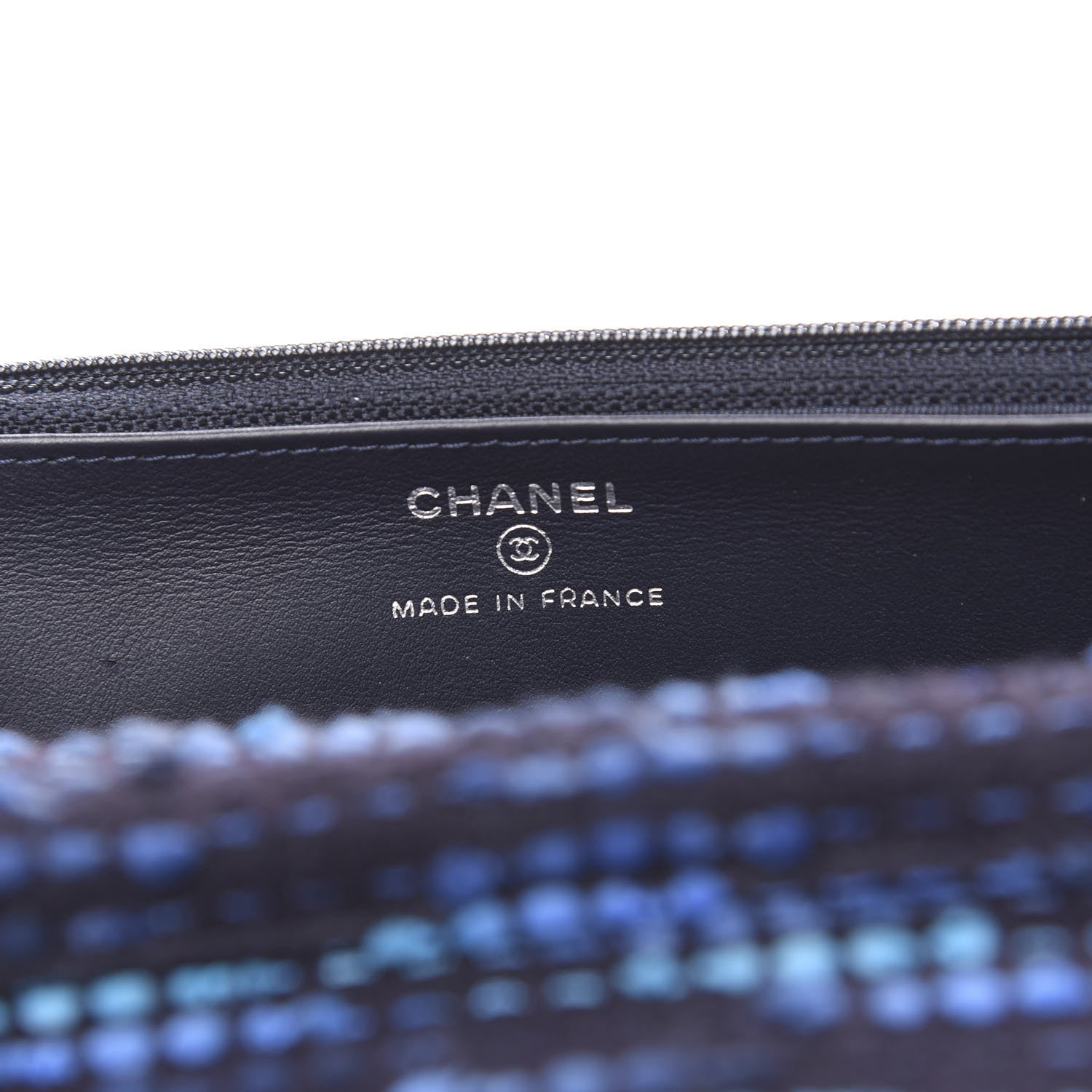 Chanel Crystal Tweed Wallet On Chain WOC Blue 5 of 10