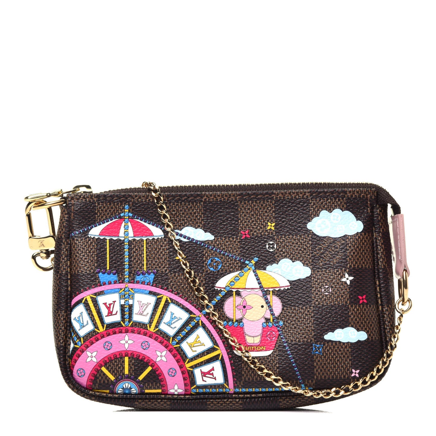 Damier Ebene 2020 Christmas Animation Big Wheel Mini Pochette Accessories Rose Ballerine