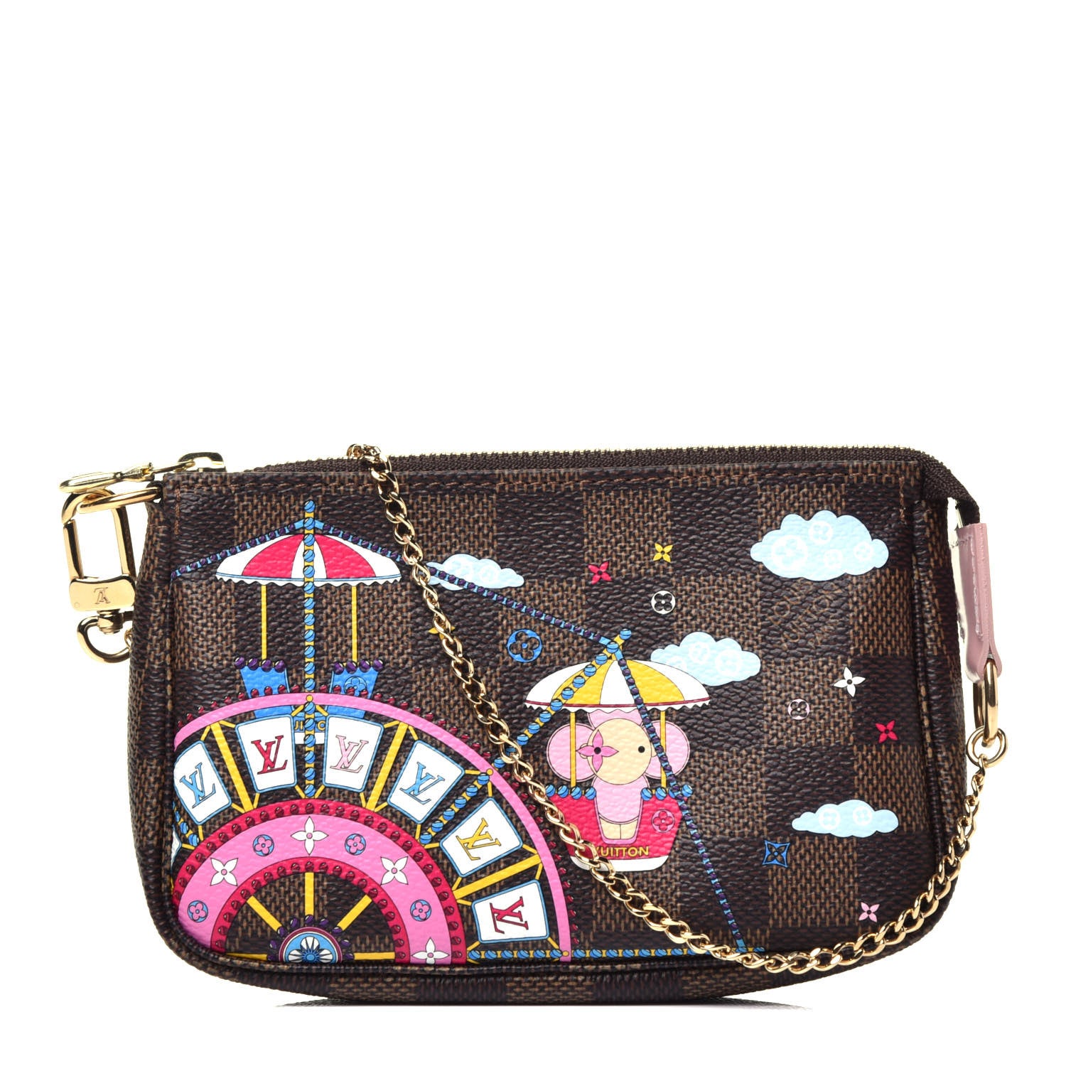 Louis Vuitton Damier Ebene 2020 Christmas Animation Big Wheel Mini Pochette Accessories Rose Ballerine 1 of 9