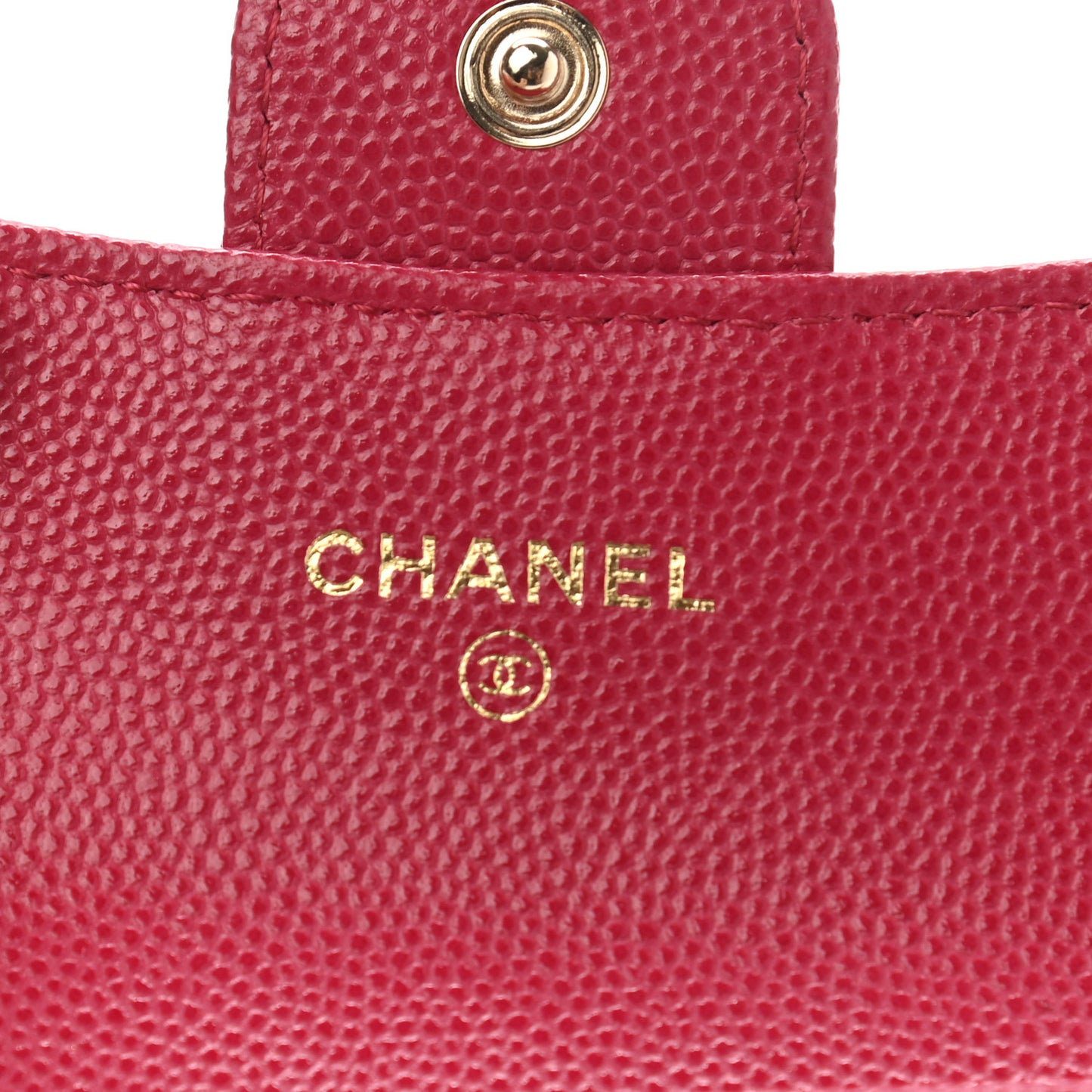 Caviar Quilted Flap Card Holder Wallet Dark Pink