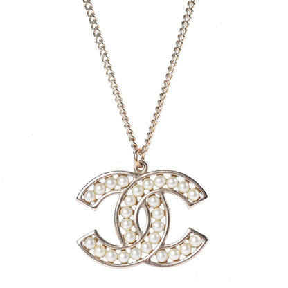 Chanel Pearl CC Pendant Necklace Gold 4 of 6