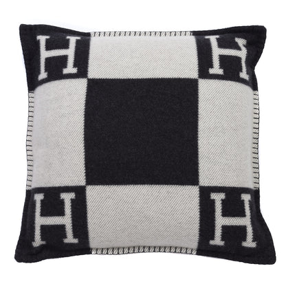 Hermes Wool Cashmere Avalon Pillow PM Ecru Gris Fonce 1 of 3