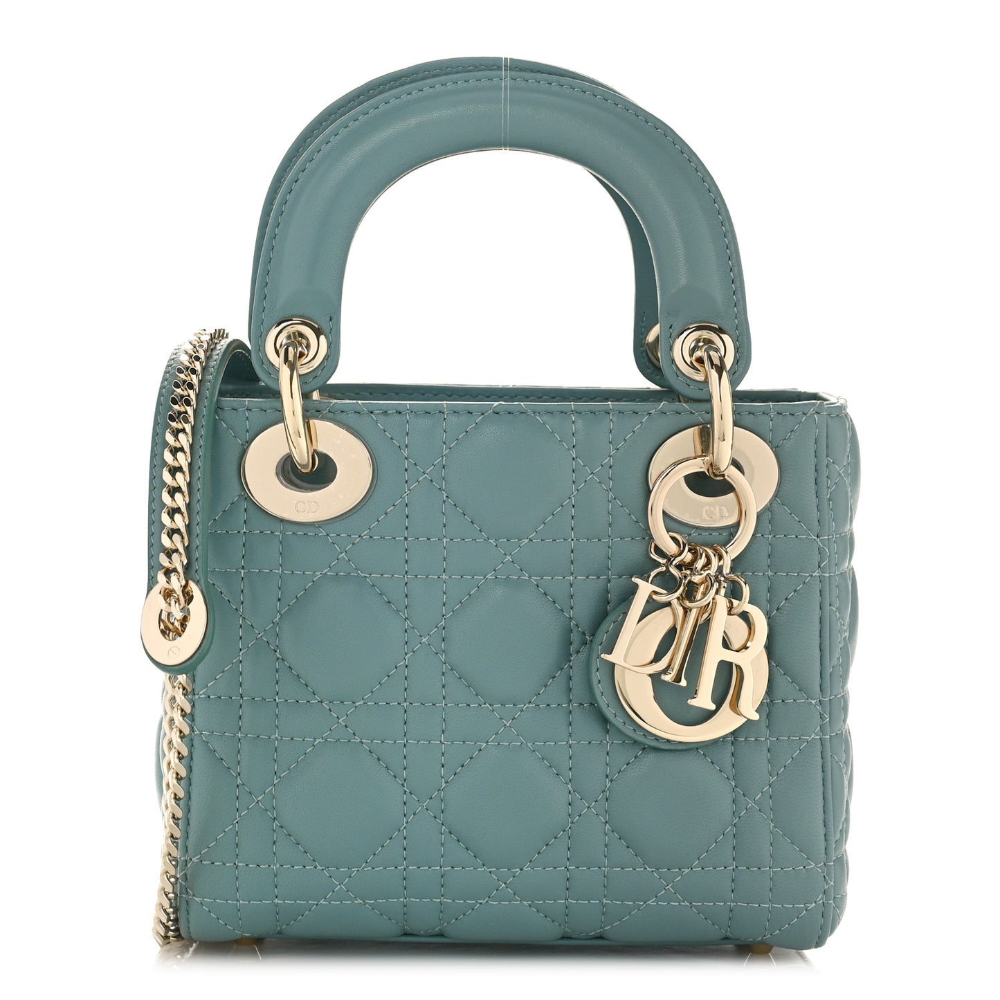 Lambskin Cannage Mini Lady Dior Storm Blue
