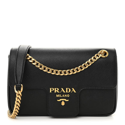 Prada Saffiano Flap Shoulder Bag Black 1 of 10