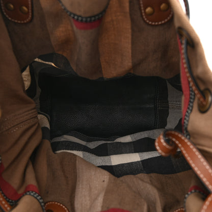 Burberry Grainy Calfskin House Check Canvas Medium Heston Crossbody Tan 6 of 11