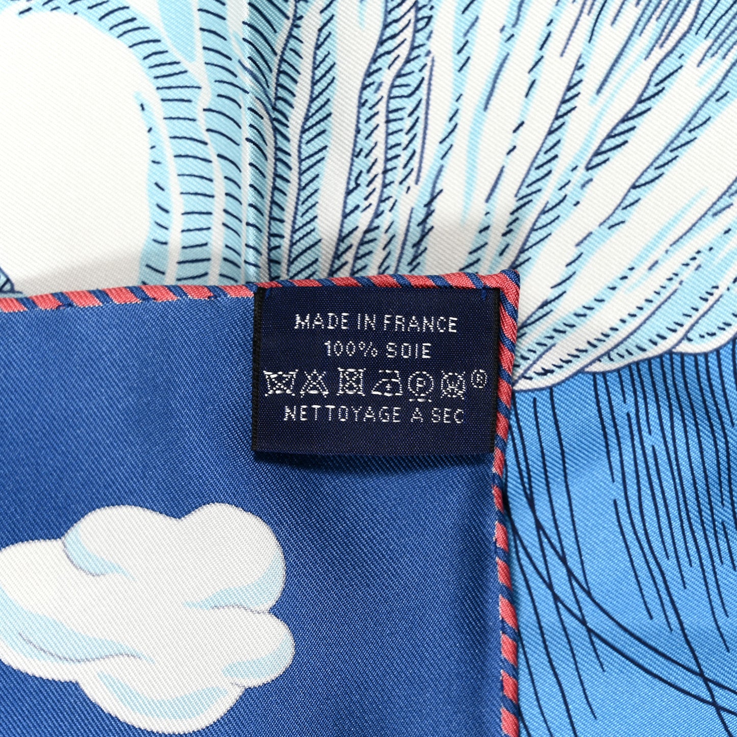 Silk Sur Mon Nuage Scarf 90 Marine Clair Ciel