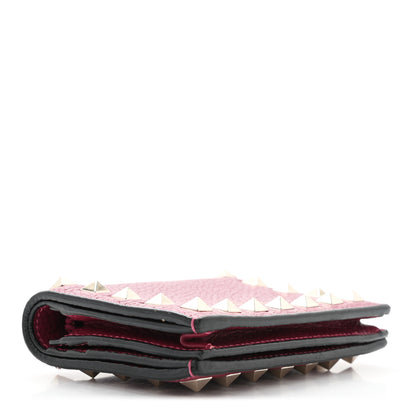 Valentino Garavani Pebbled Calfskin Rockstud Bi-Fold Card Holder Raspberry 4 of 6