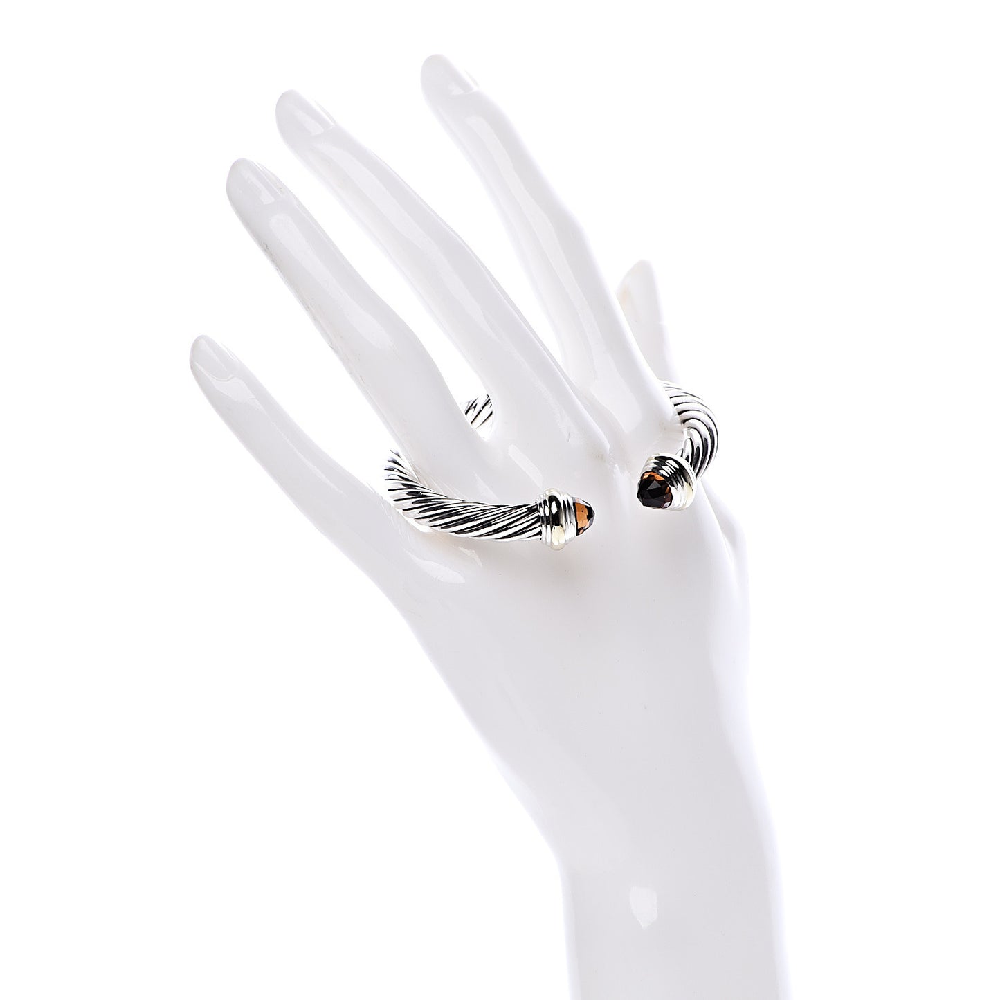 Sterling Silver 14K Yellow Gold Citrine 7mm Cable Classics Bracelet