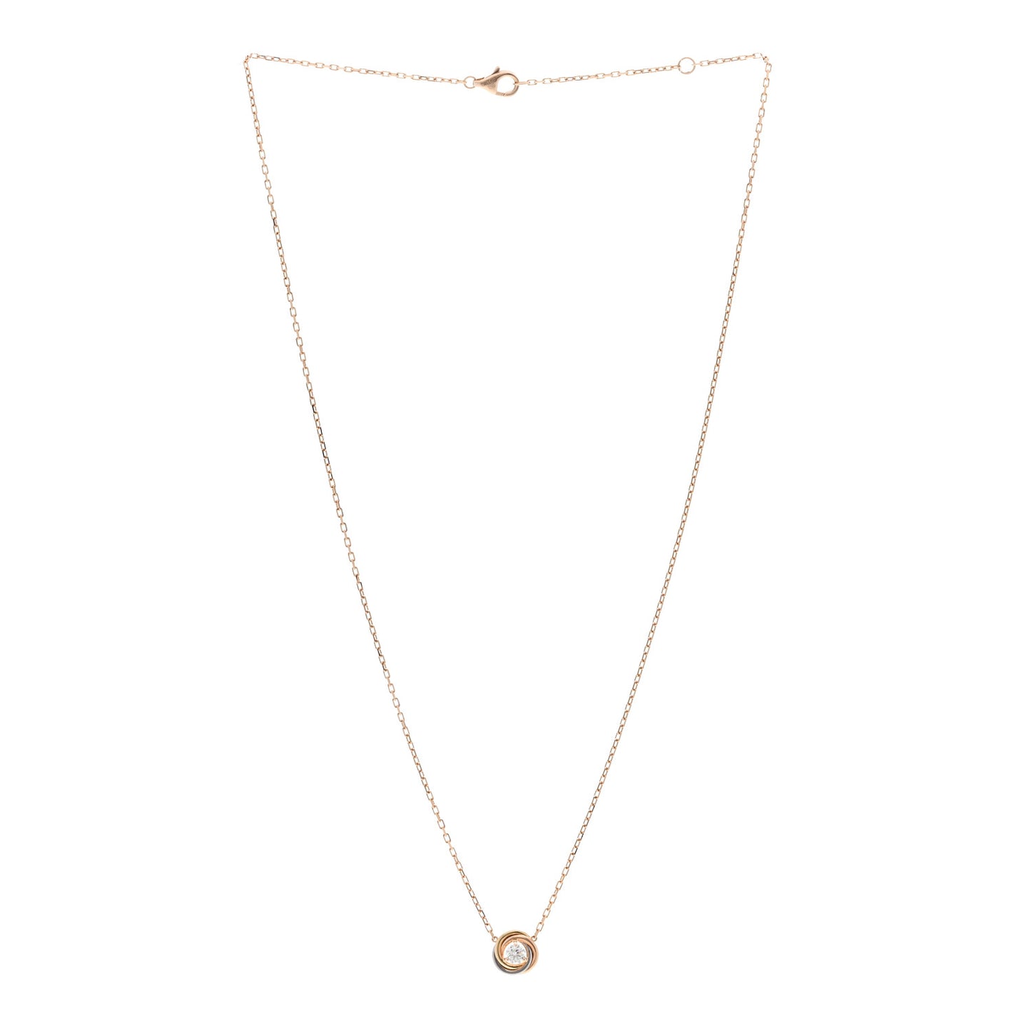 18K Pink White Yellow Gold Diamond Trinity De Cartier Pendant Necklace