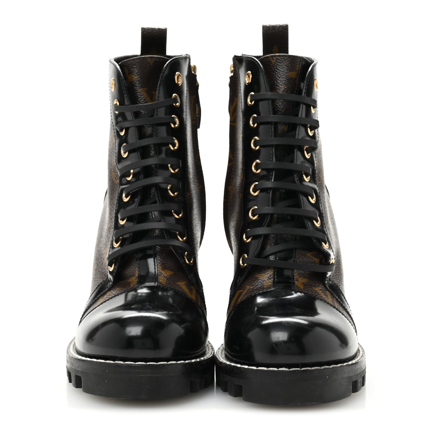 Patent Calfskin Monogram Star Trail Ankle Boots 41 Black