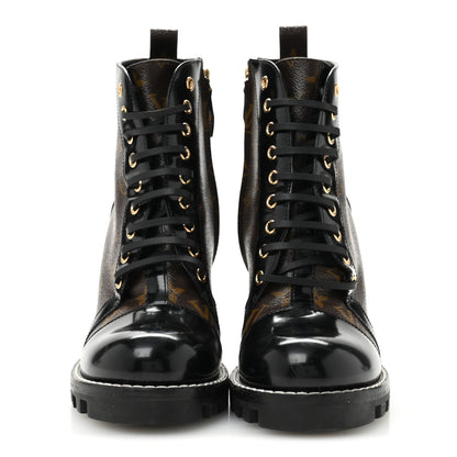 Louis Vuitton Patent Calfskin Monogram Star Trail Ankle Boots 41 Black 3 of 9