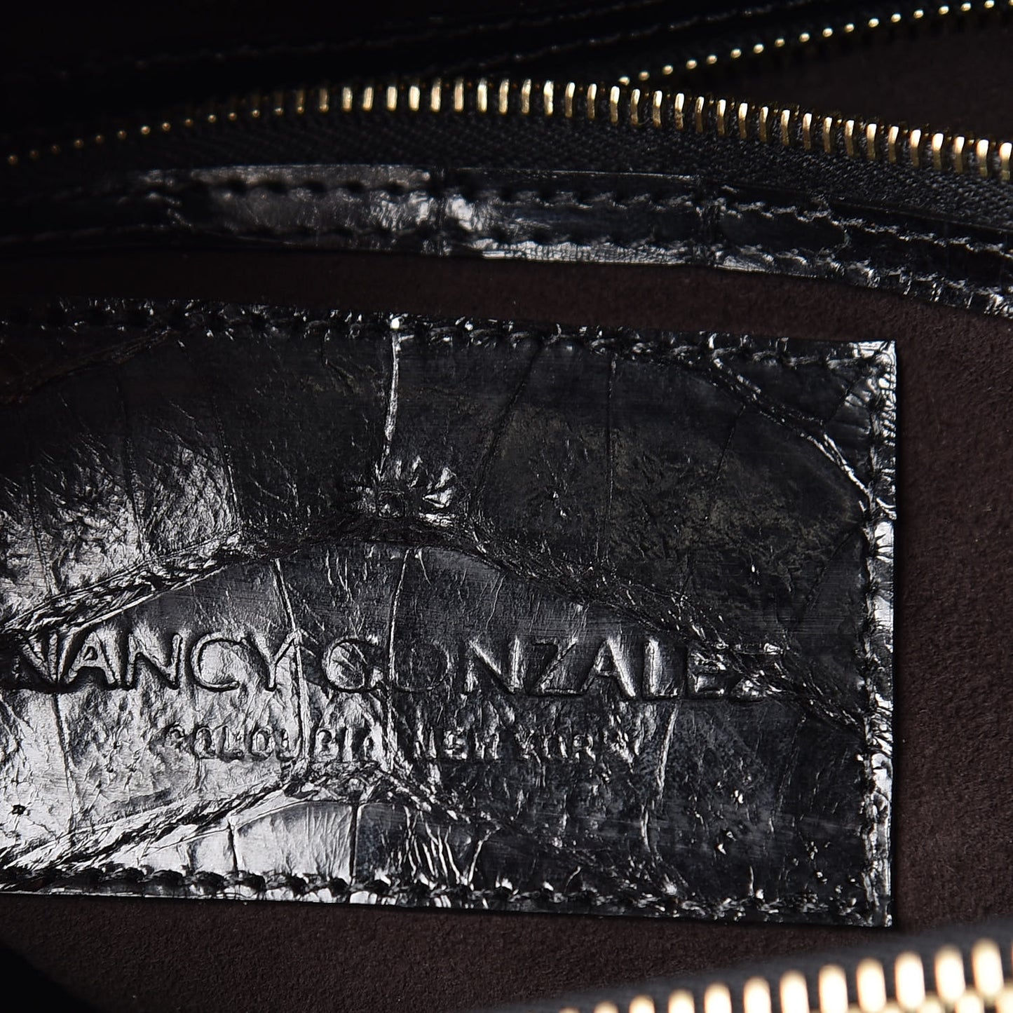 Metallic Crocodile Tote Black Bronze