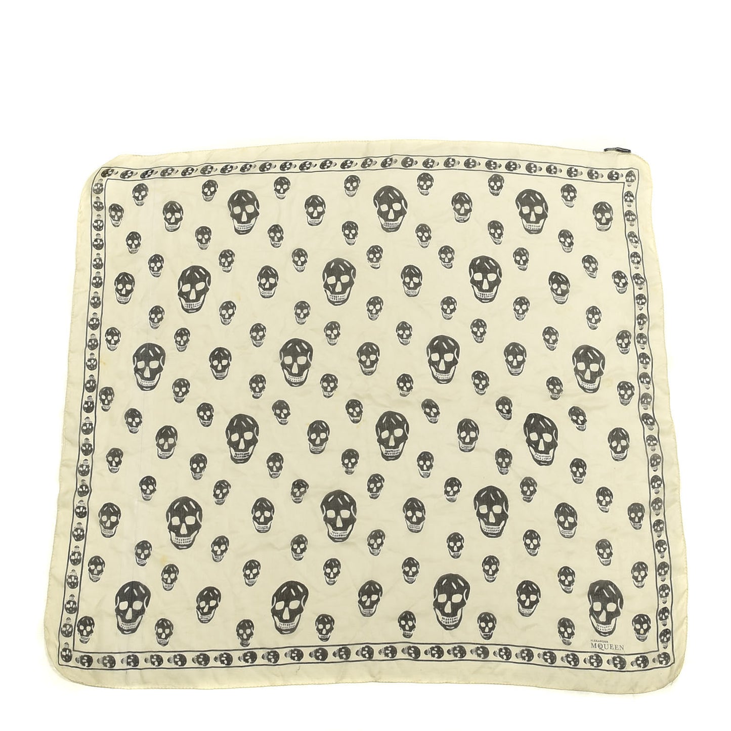 Silk Chiffon Skull Scarf Ivory Black