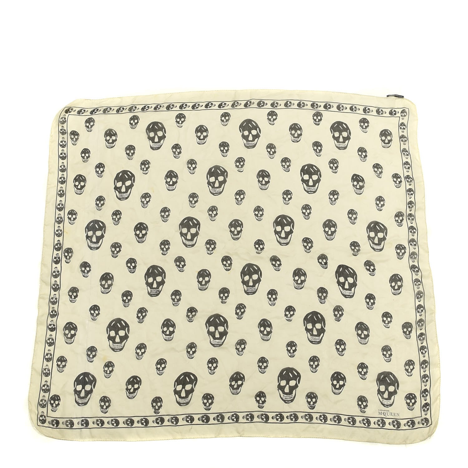 Alexander McQueen Silk Chiffon Skull Scarf Ivory Black 1 of 5