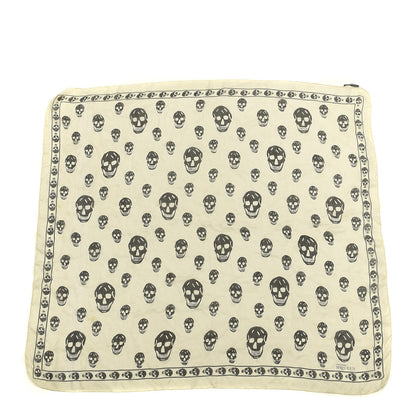 Alexander McQueen Silk Chiffon Skull Scarf Ivory Black 1 of 5