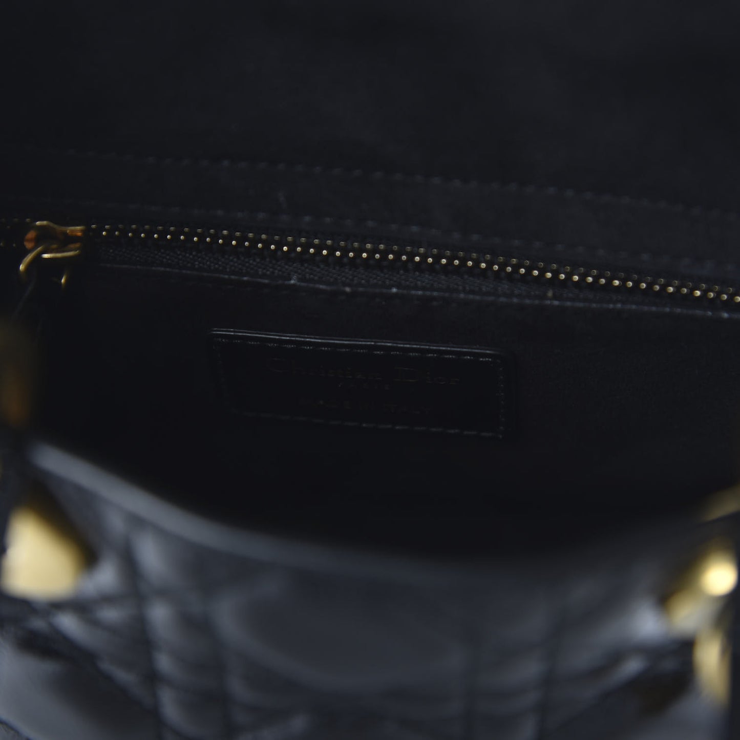 Crinkled Patent Cannage Small Lucky Badges My Lady Dior Black