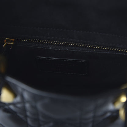 Christian Dior Crinkled Patent Cannage Small Lucky Badges My Lady Dior Black 8 of 9
