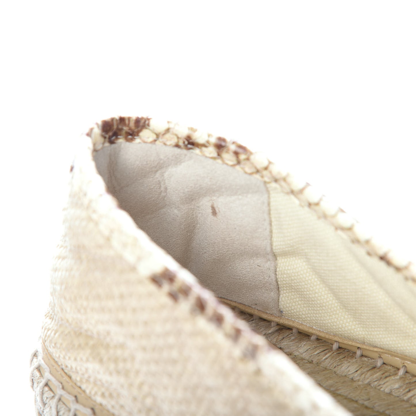 Straw Elaphe Matelasse GG Marmont Espadrilles 40 Natural Cream Brown