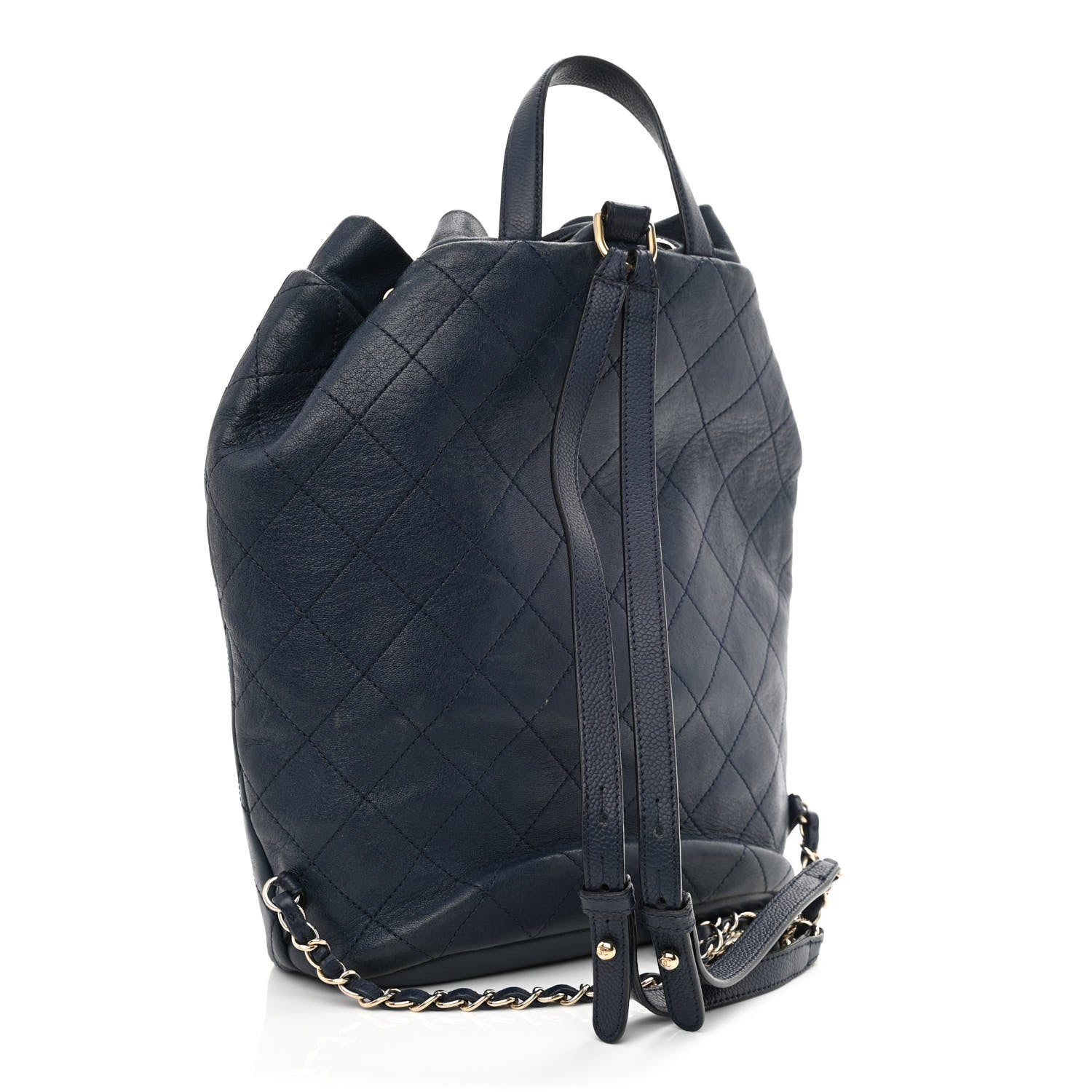 Chanel Sheepskin Caviar Quilted Daily Round Backpack Blue 3 of 10