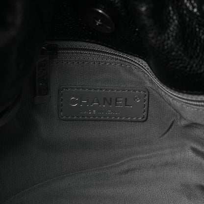 Chanel Crumpled Grained Calfskin Quilted Medium Elastic Tote Black 6 of 10