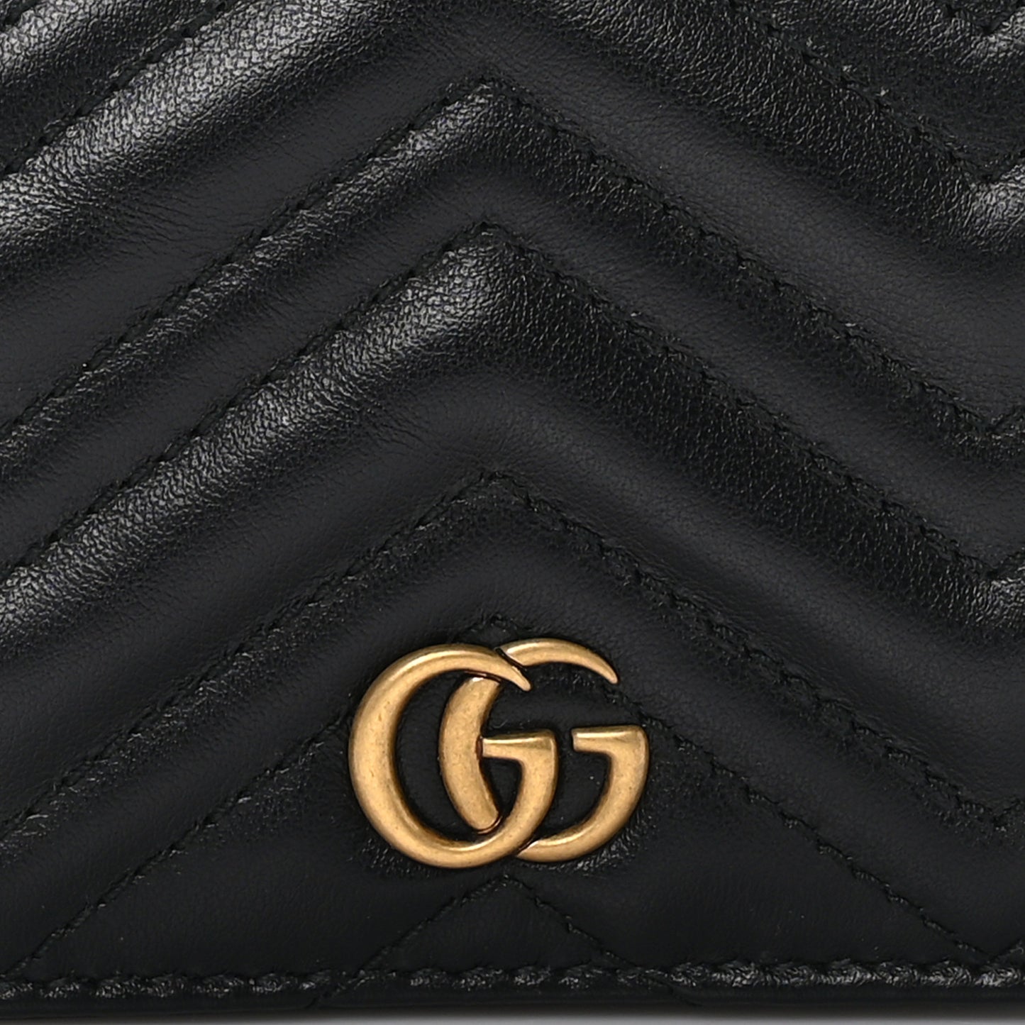 Calfskin Matelasse GG Marmont Card Case Wallet Black