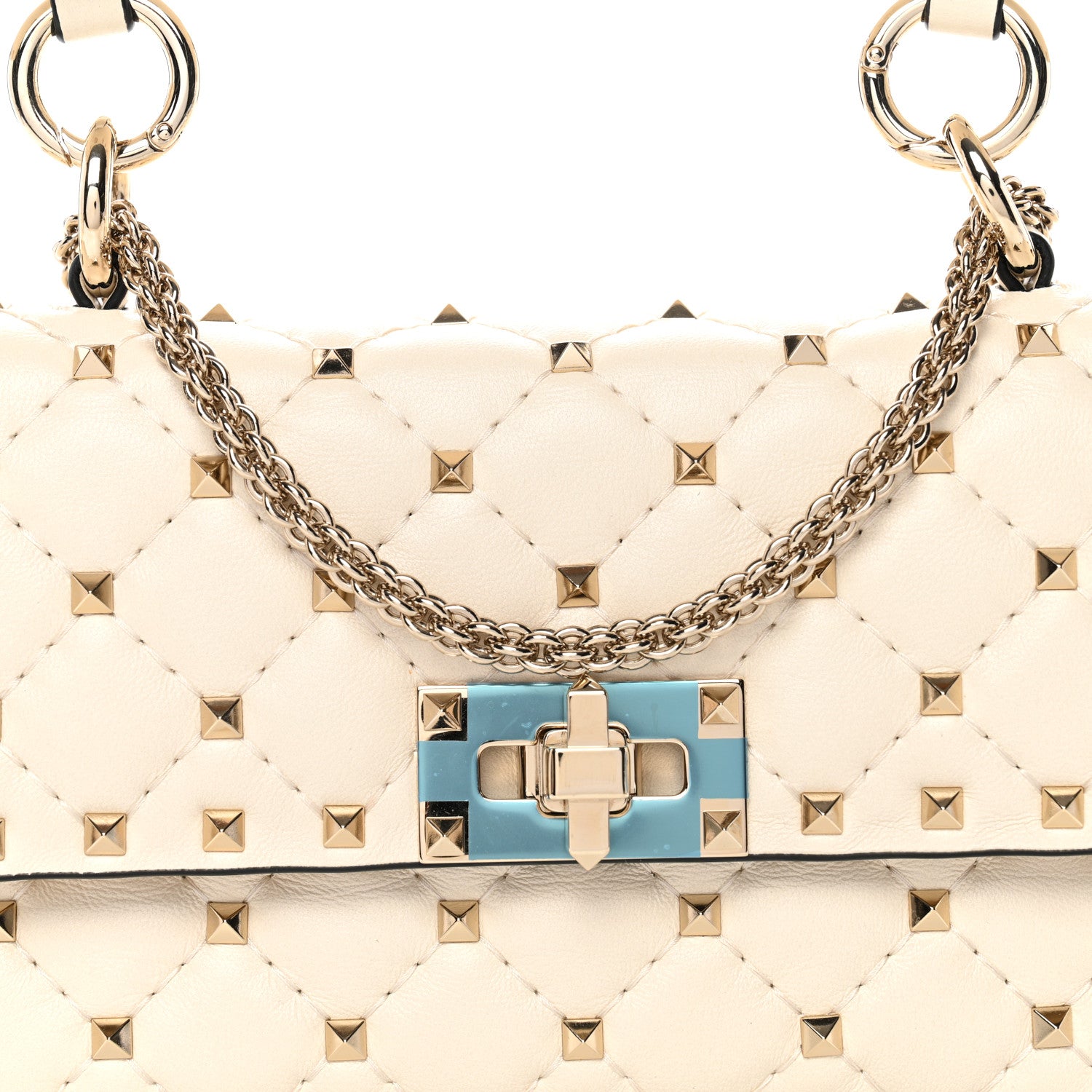 Valentino Garavani Nappa Small Rockstud Spike Shoulder Bag Light Ivory 7 of 9