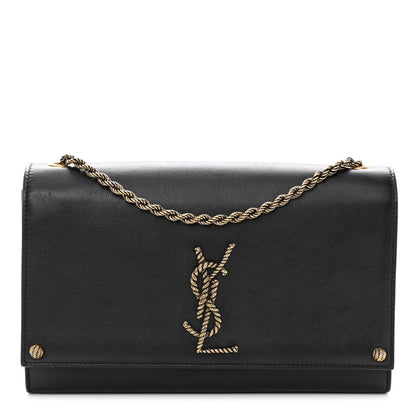 Saint Laurent Smooth Calfskin Medium Braided Monogram Kate Satchel Black 1 of 10