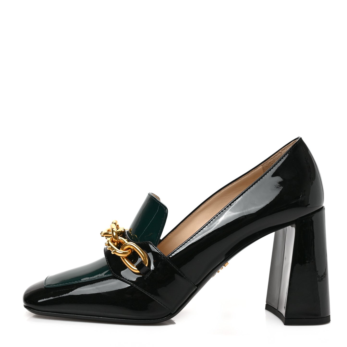 Vernice Bi-Color Chain Mary Jane 85mm Pumps 38 Black Bottiglia