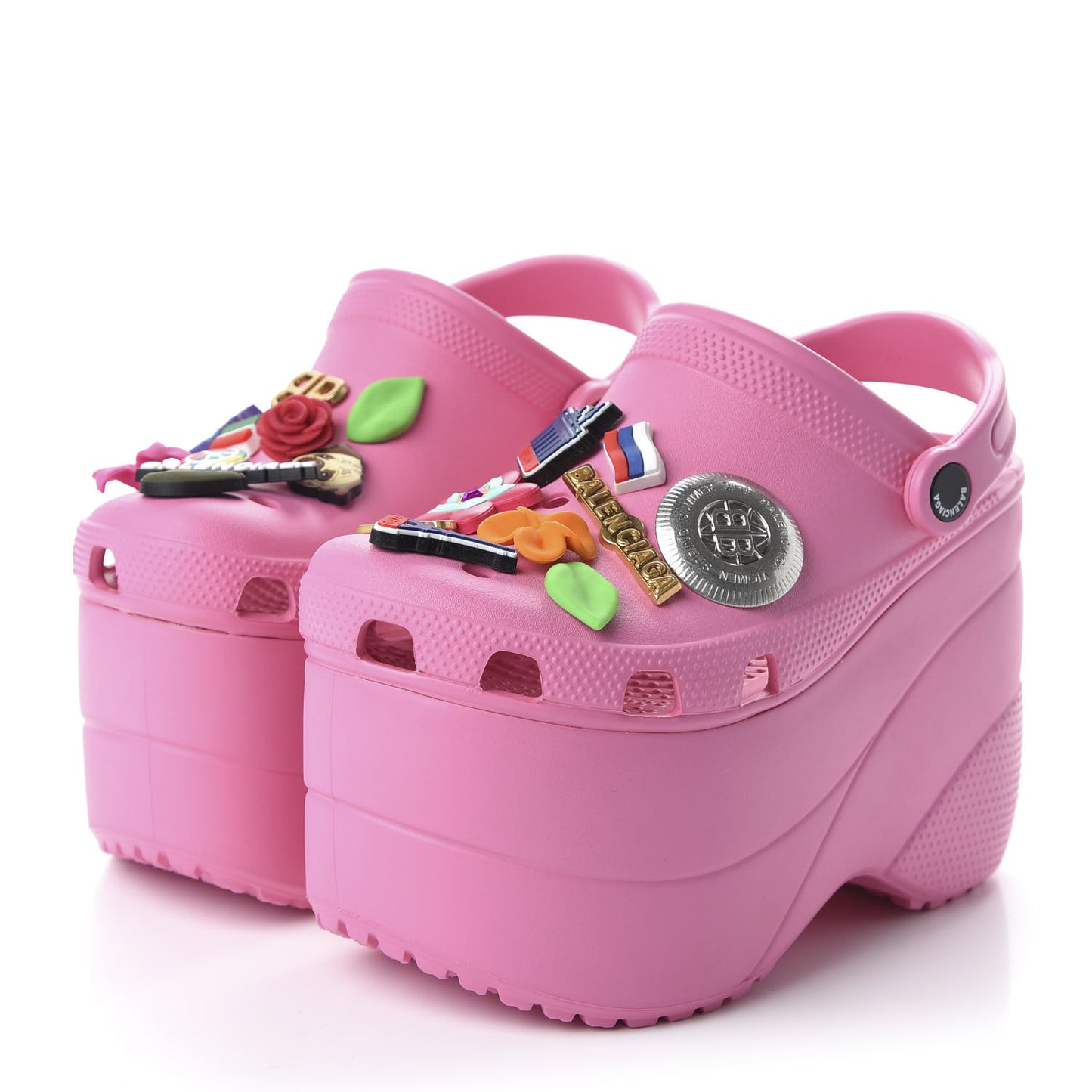 X CROCS Rubber Textured Womens Platform Sandals 36 Rose Bonbon