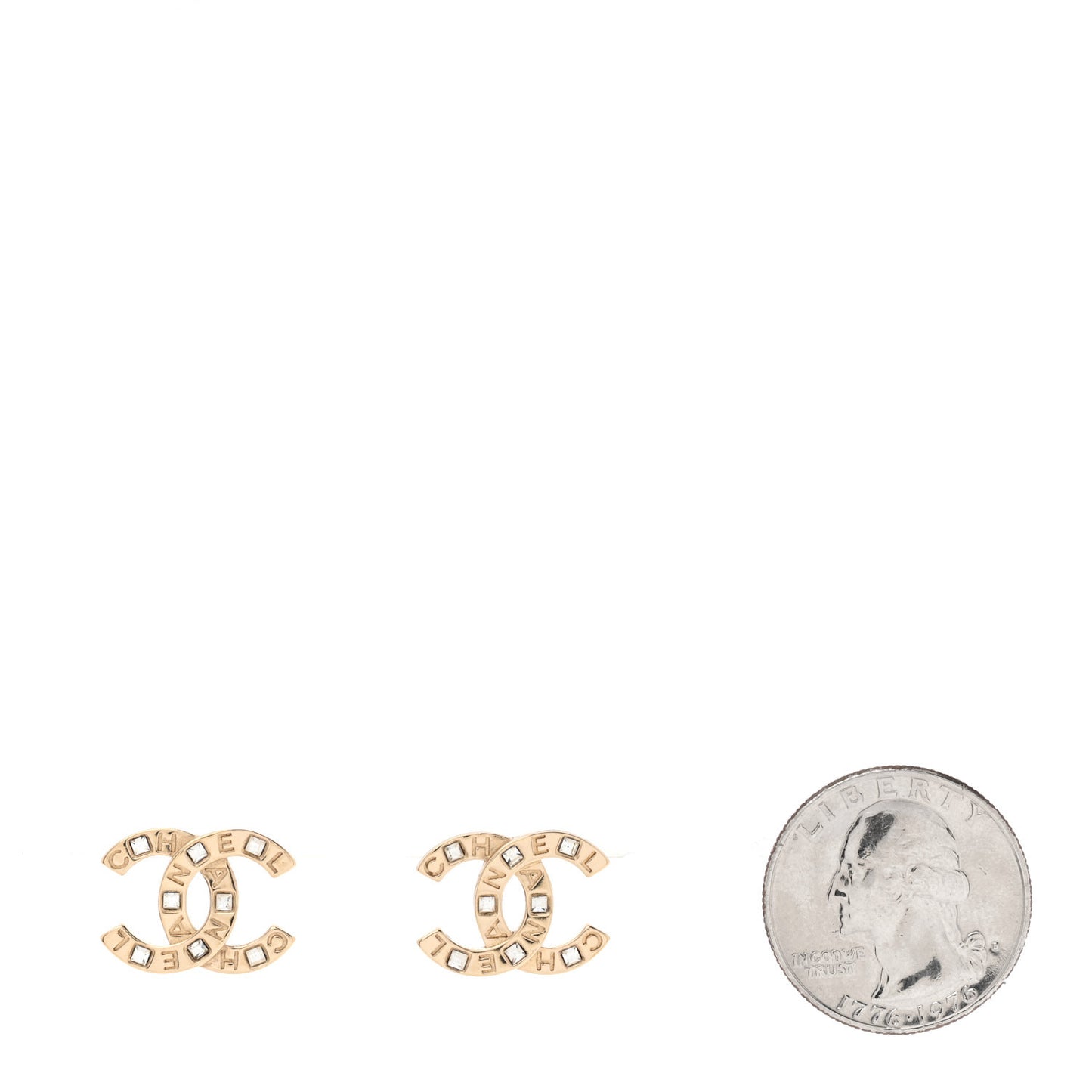 Crystal CC Logo Earrings Gold