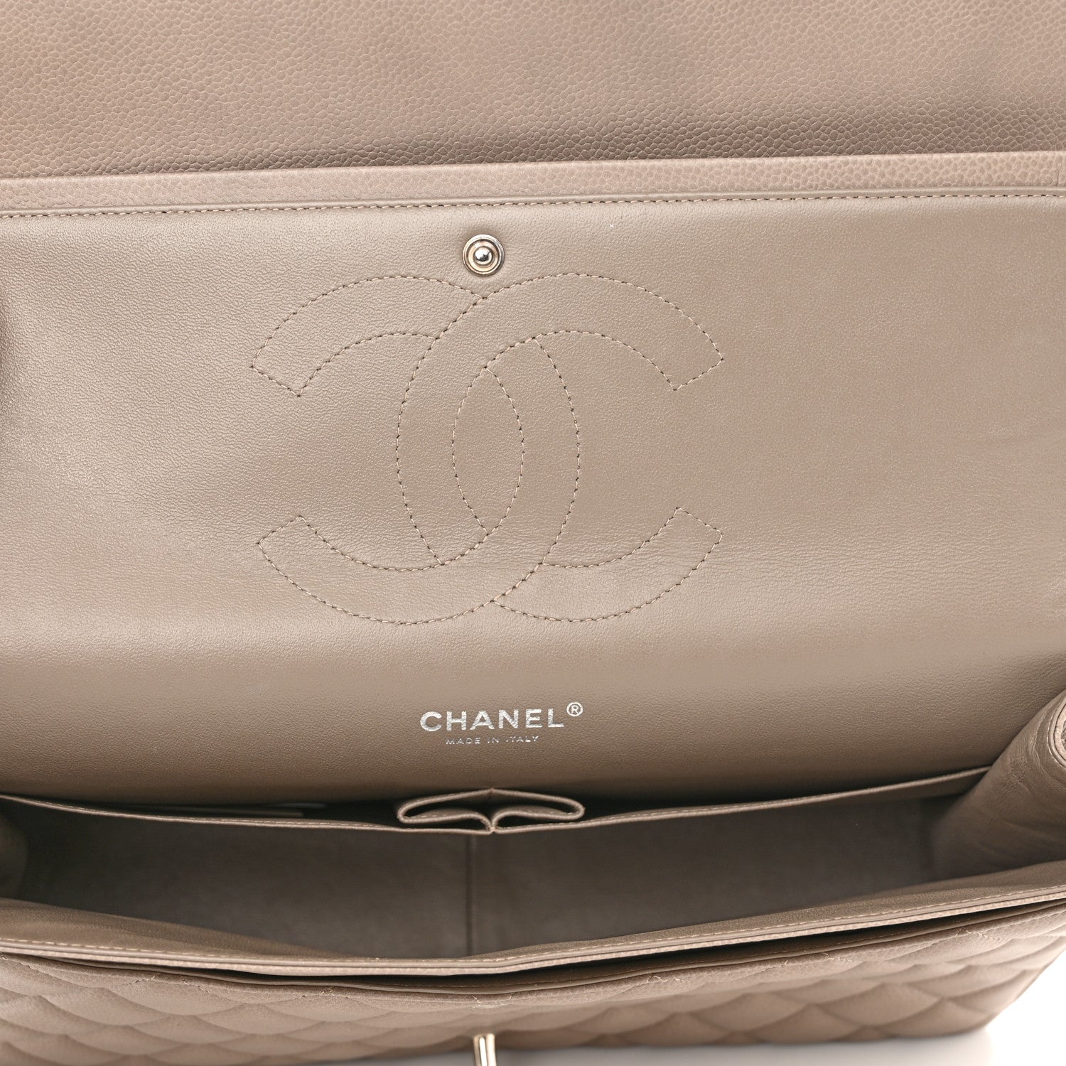 Chanel Iridescent Caviar Quilted Maxi Double Flap Beige 5 of 10