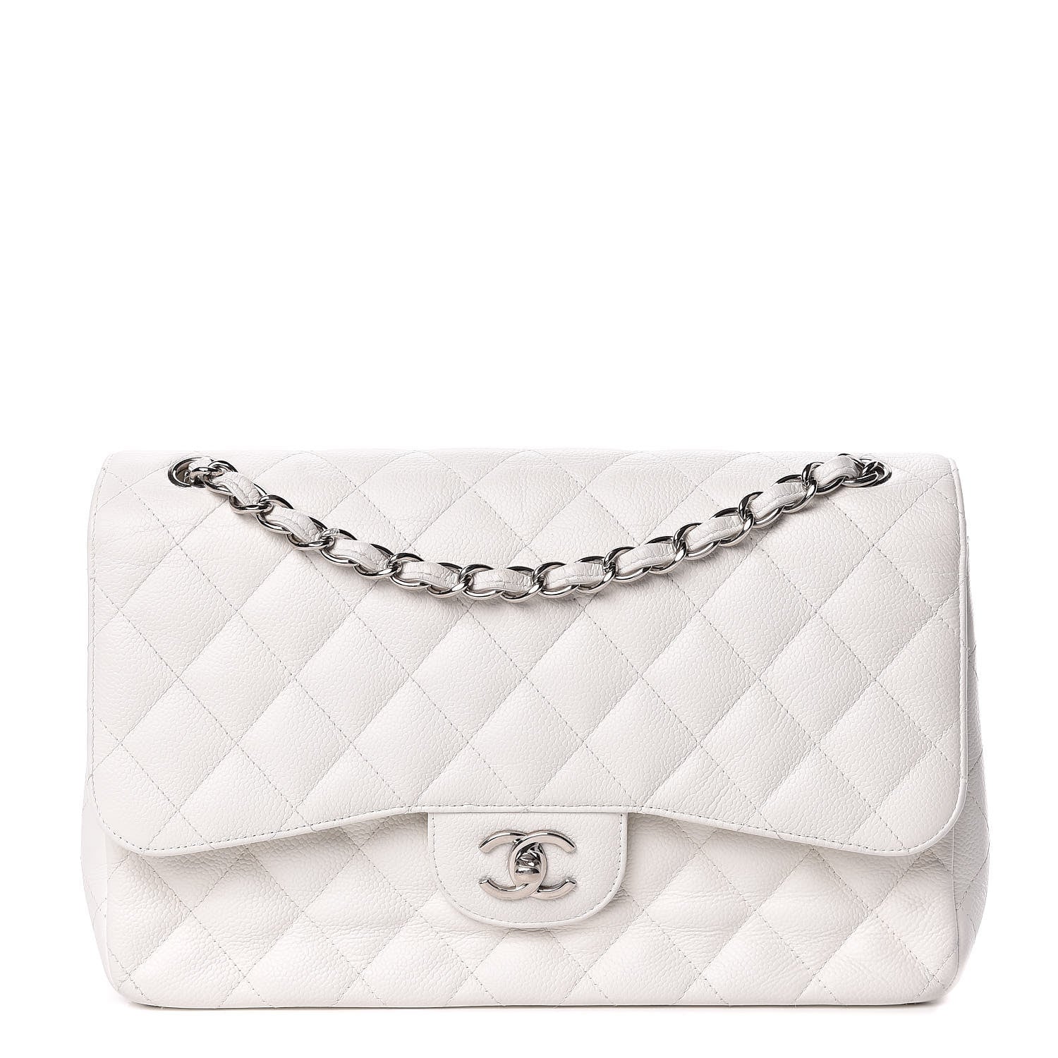 Chanel Caviar Quilted Jumbo Double Flap White 1 of 22