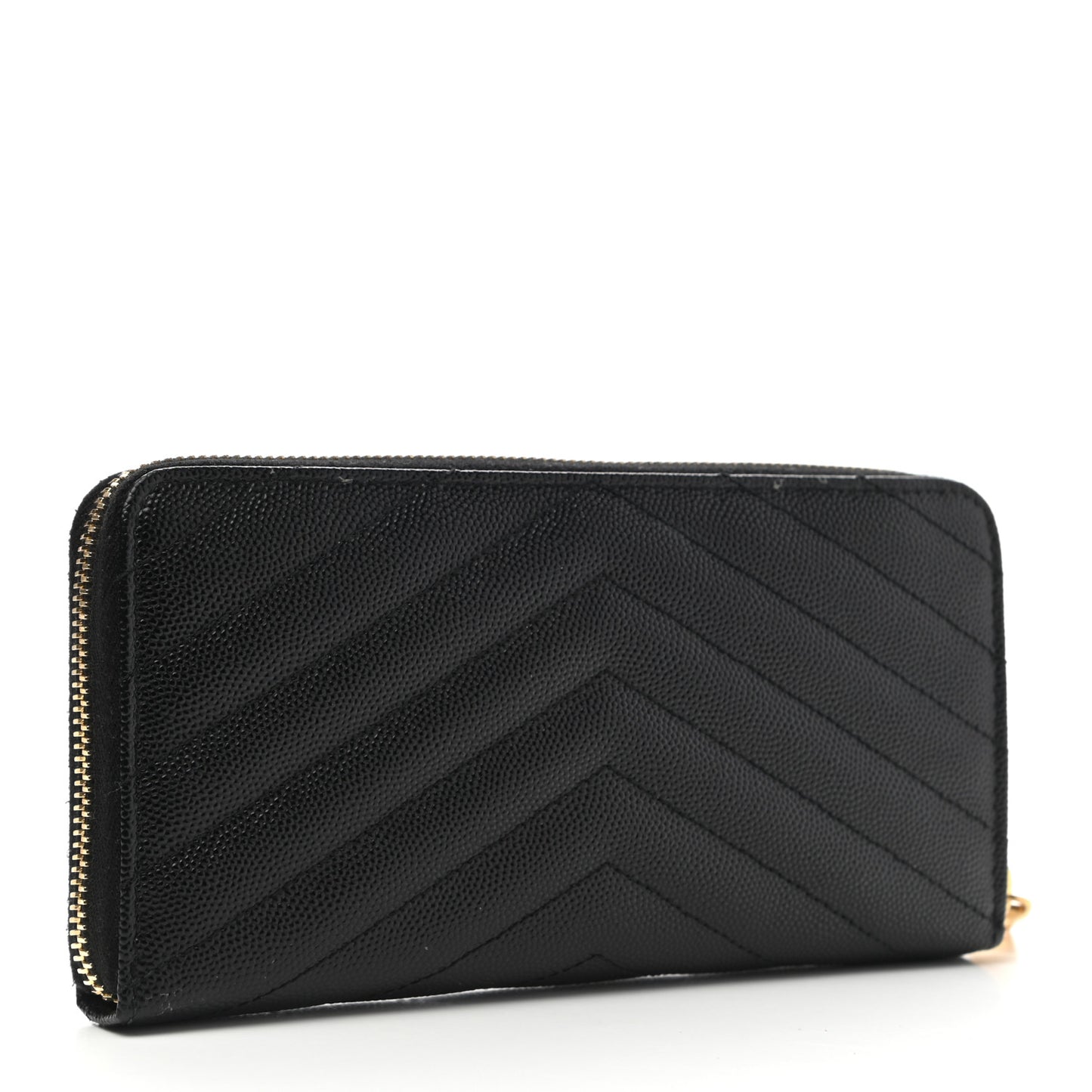 Grain De Poudre Matelasse Chevron Monogram Zip Around Wallet Black