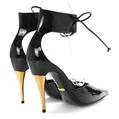 Gucci Vitello Vernice Soft Nappa Priscilla Ankle Cuff Pumps 37.5 Black 5 of 10