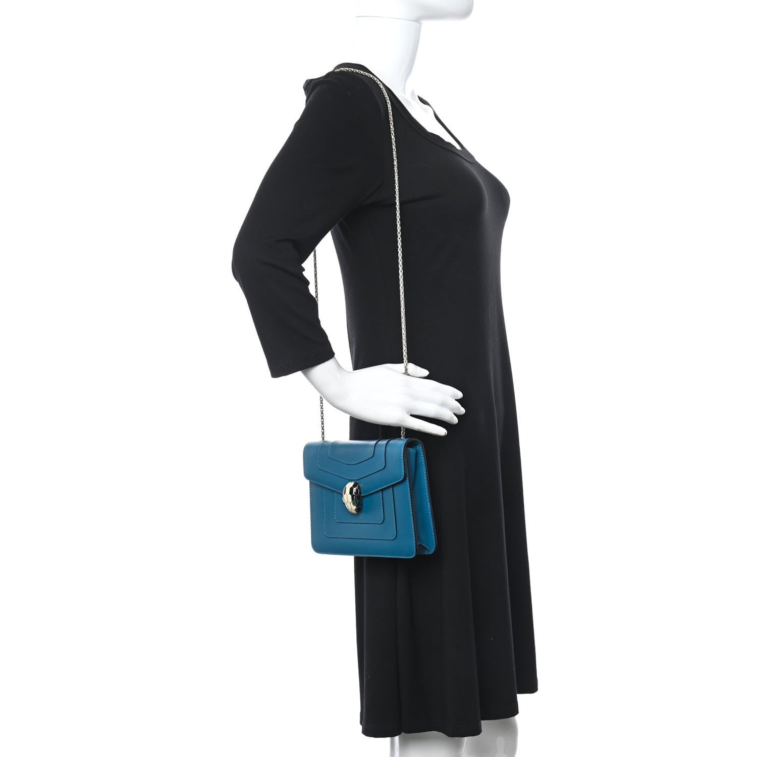 Bulgari Calfskin Serpenti Forever Crossbody Blue 2 of 9