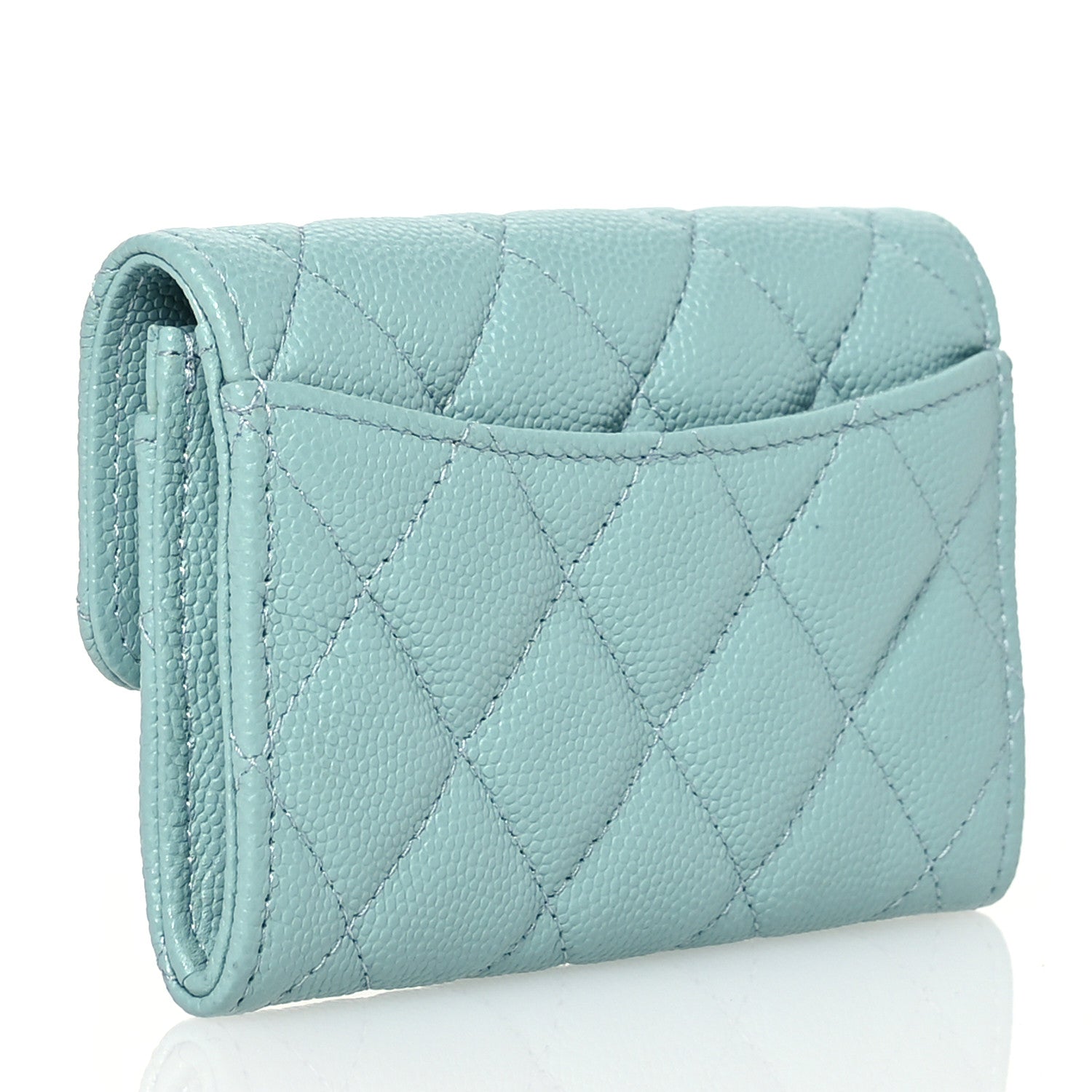 Chanel Caviar Quilted Flap Card Holder Wallet Blue 3 of 11