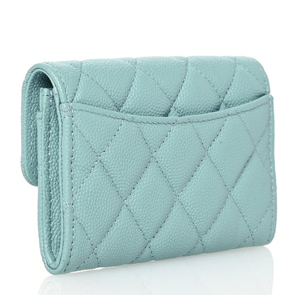 Chanel Caviar Quilted Flap Card Holder Wallet Blue 3 of 11