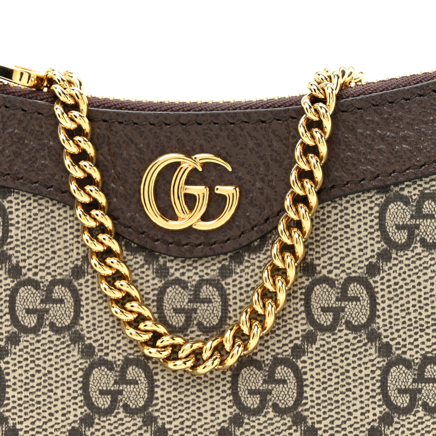 GG Supreme Monogram Textured Dollar Calfskin Mini Ophidia Chain Bag Beige Ebony