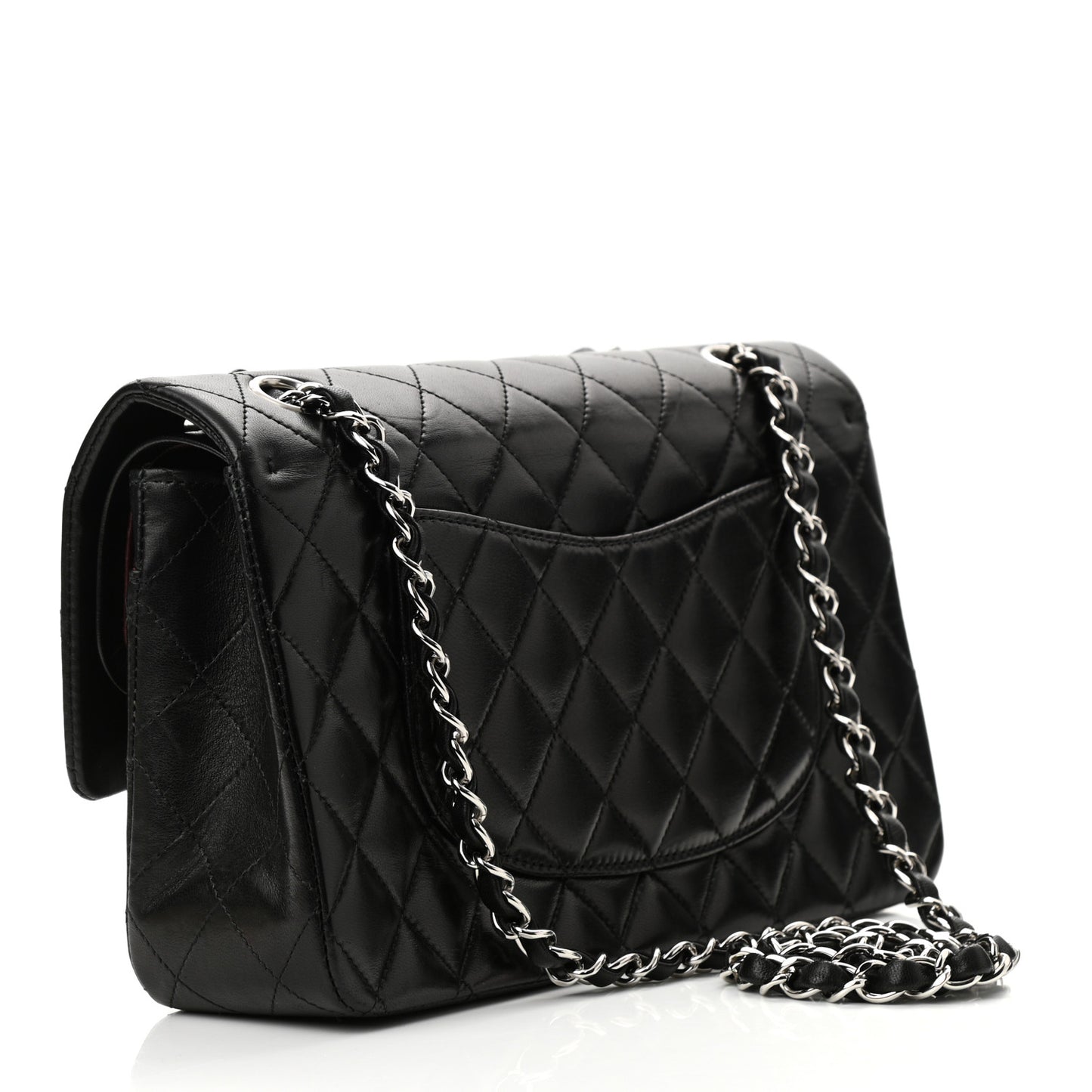 Lambskin Quilted Medium Double Flap Black