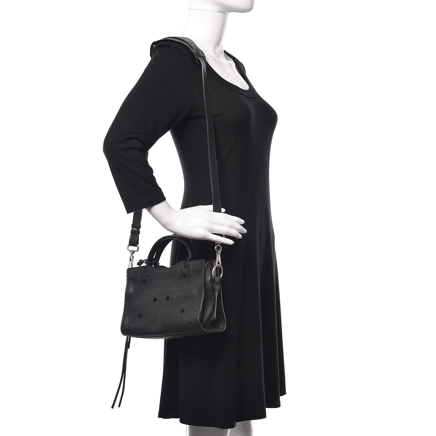 Balenciaga Veau Grana Perforated Blackout Hardware Nano City Black 2 of 9